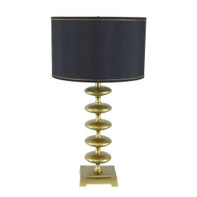 16x16x29.8" Gold and Black Table Lamp with Contemporary Disc Design