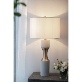 15x15x30" Cement With Metal Table Lamp