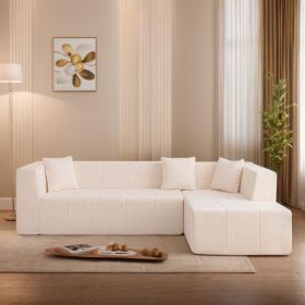 105.5" Modular L-Shaped Sectional Floor Couch, Deep Seat Tufted Comfy Sofa set with Chaise for Living Room