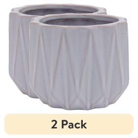 (2 pack) Pottery 5" Devi Round Ceramic Planter, White