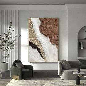Handmade Oil Painting Large Abstract Oil Painting on Canvas with Thick Textured Brushstrokes Earth Toned Beach Waves Large Textured Wall Art canv (style: 01, size: 90x120cm)